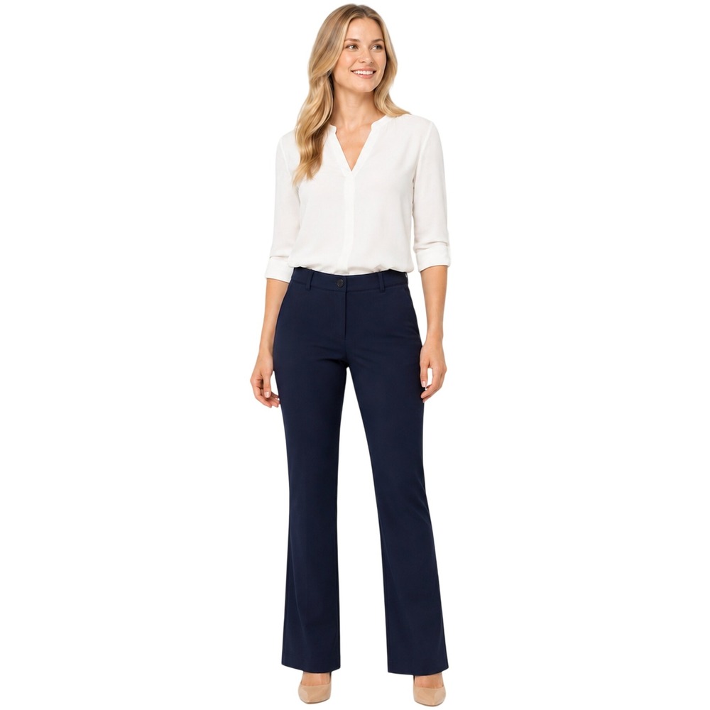 Betabrand Dress Pant Yoga Pants Navy Blue Straight Leg XS